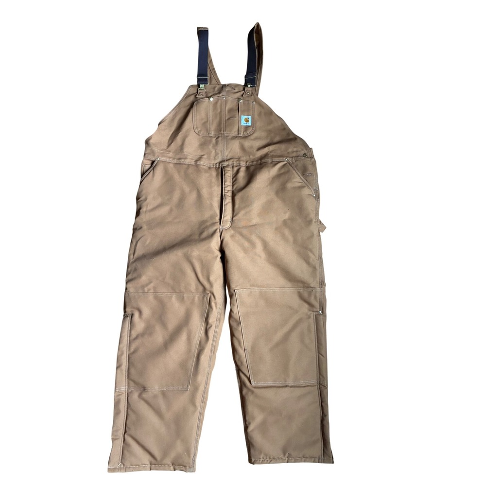 Carhartt R03 BRN Arctic Quilt Lined Duck Bib Overalls Brown 50x30 New With Tags